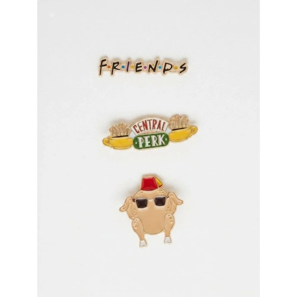 New Friends TV Series Enamel Lapel Pin Set of 3 Central Perk Turkey Logo Novelty